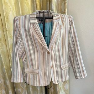 Brown and teal stripe jacket